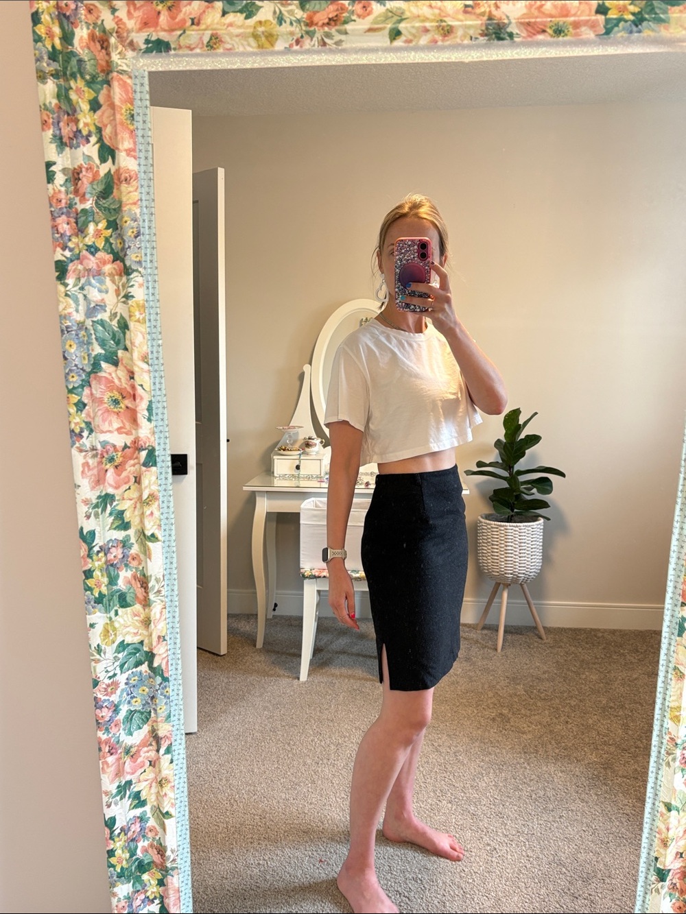 Vintage Wool-Blend Mini/Pencil Skirt